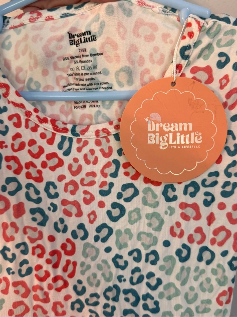 Dream Big Little Co Bamboo Viscose Leopard Print Ruffle Twirl Dress Kids 7/8T